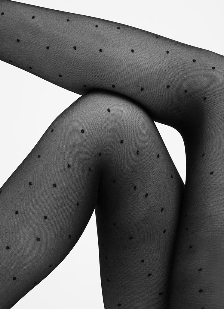 Collants 40 deniers à pois en recyclé | noir "doris dot"