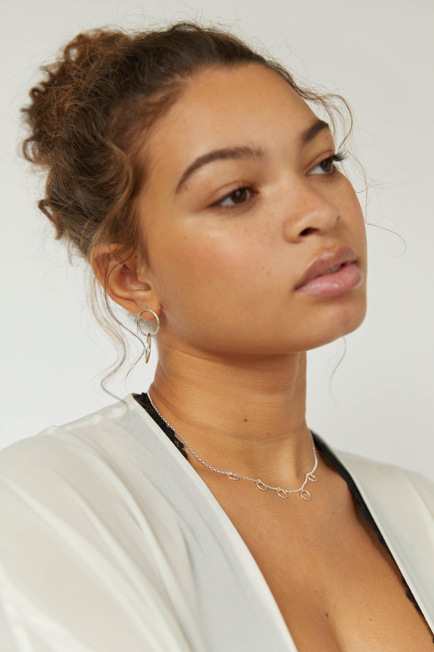 Boucles d'oreilles en argent recyclé - Double Linked Stud