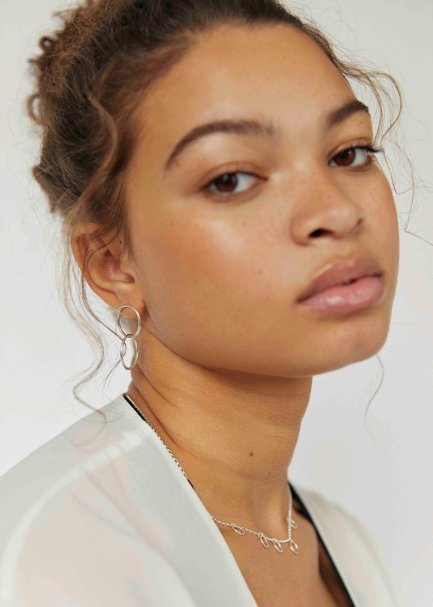 Boucles d'oreilles en argent recyclé - Double Linked Stud