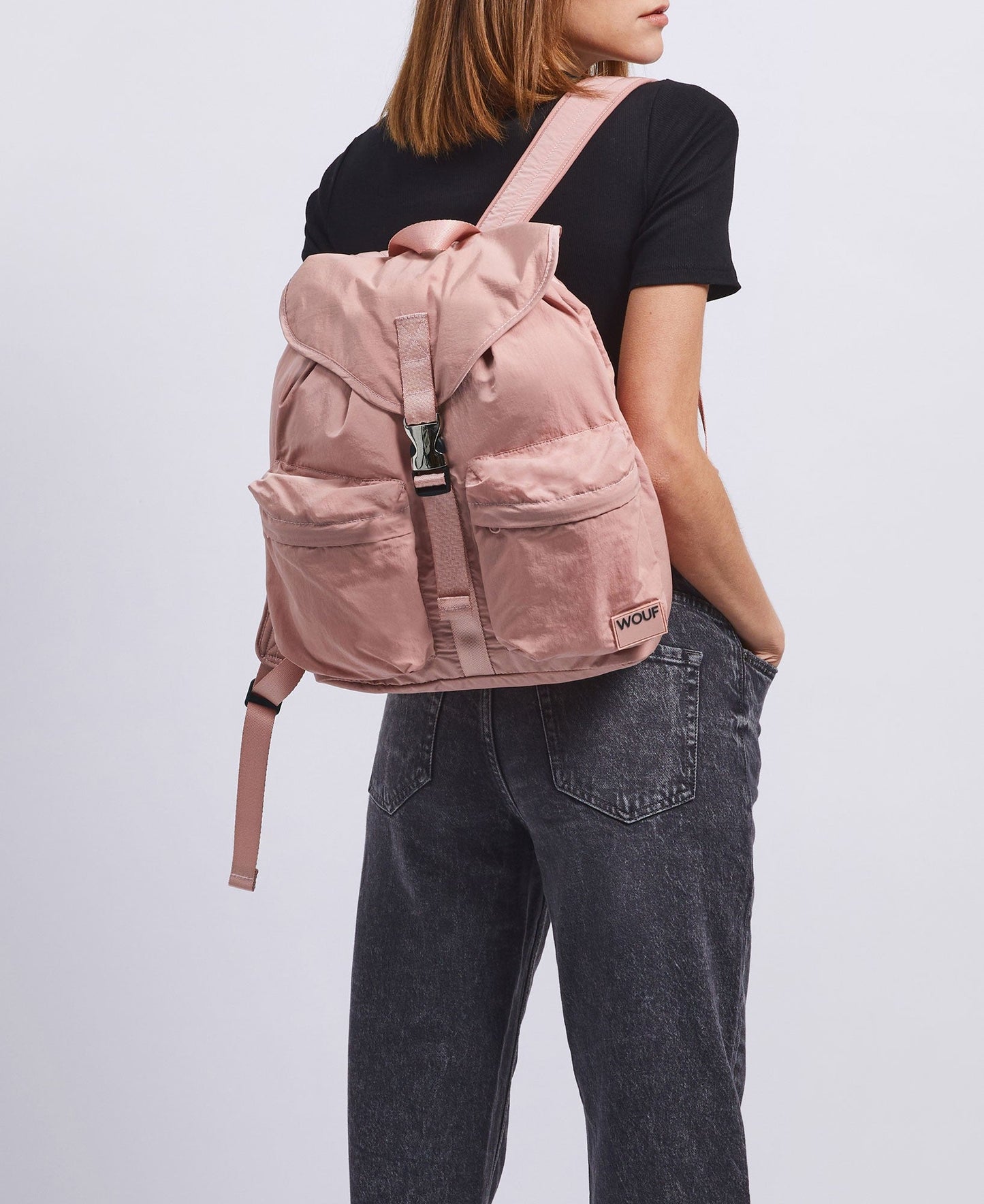 Sac à dos en matière recyclée déperlante | rose "ballet backpack rose poudré"