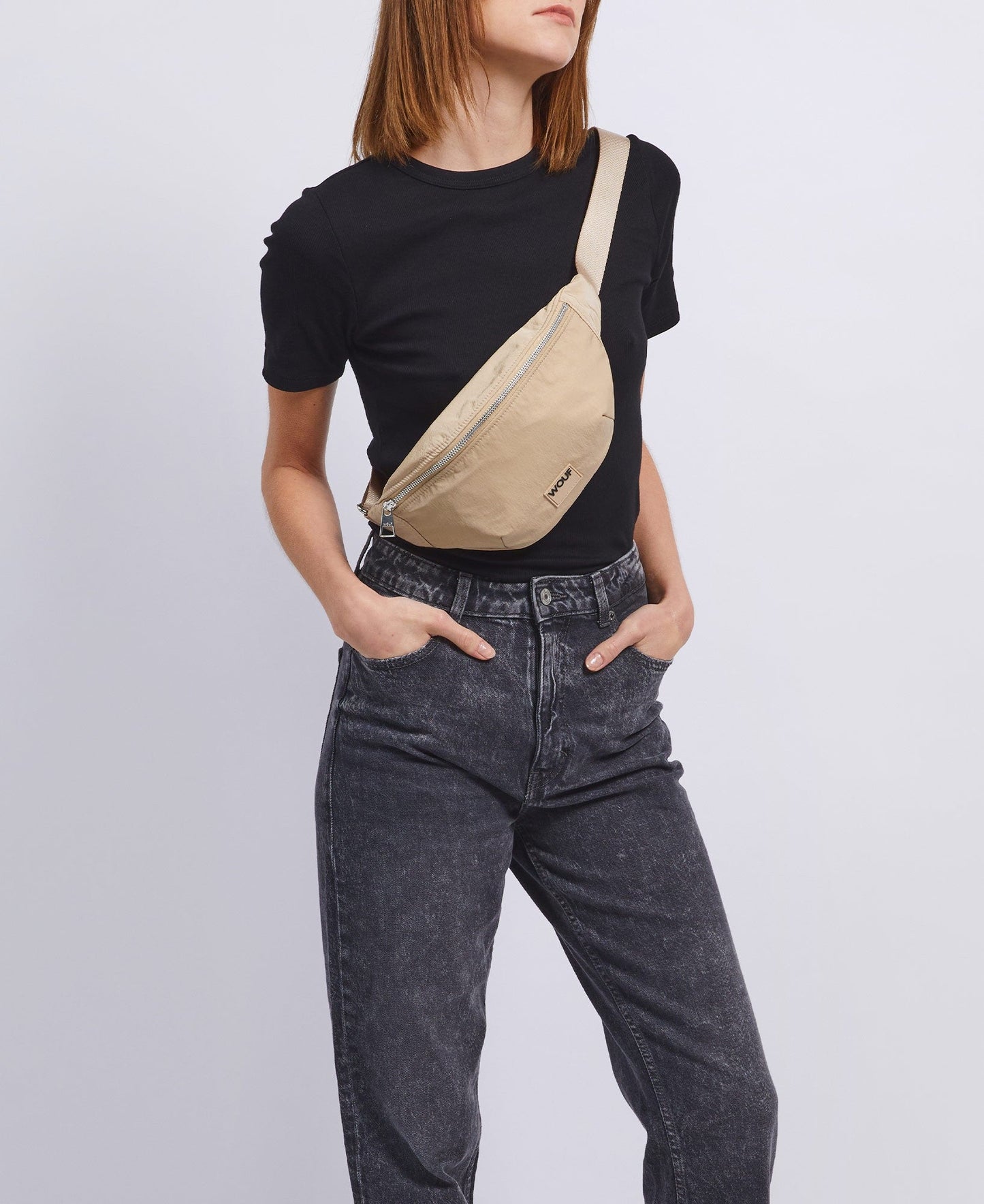 Banane en matière recyclée déperlante | Beige "oatmilk waistbag beige"