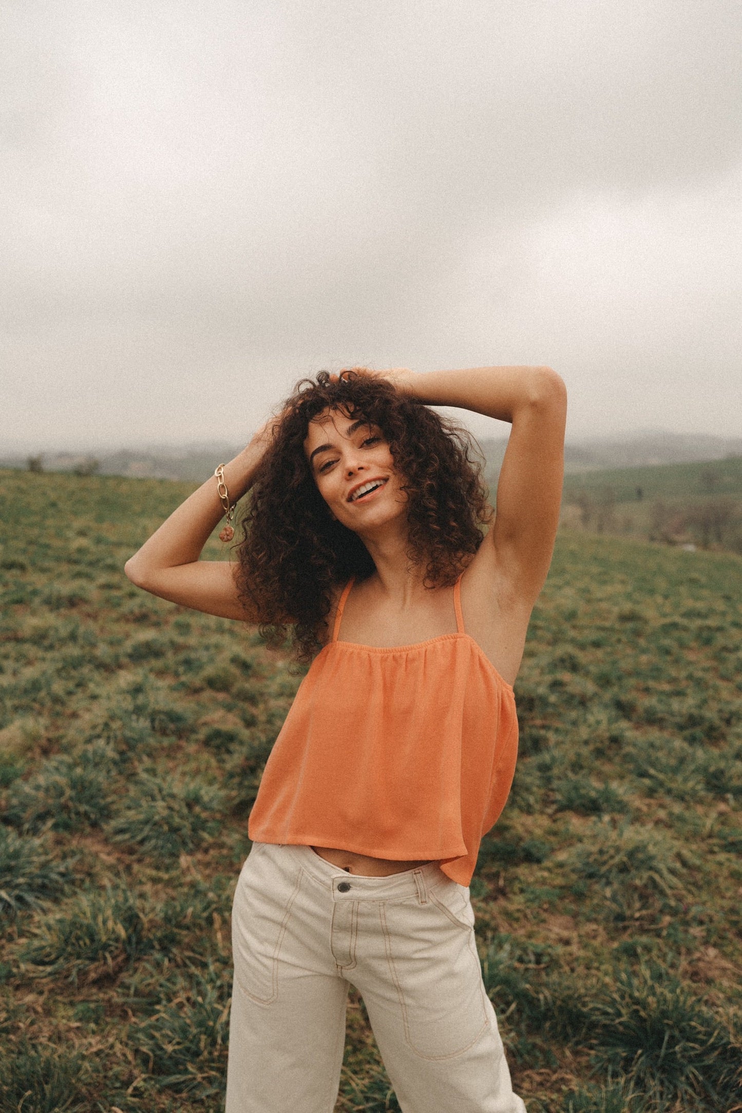 Top court ample orange en tencel - leonie