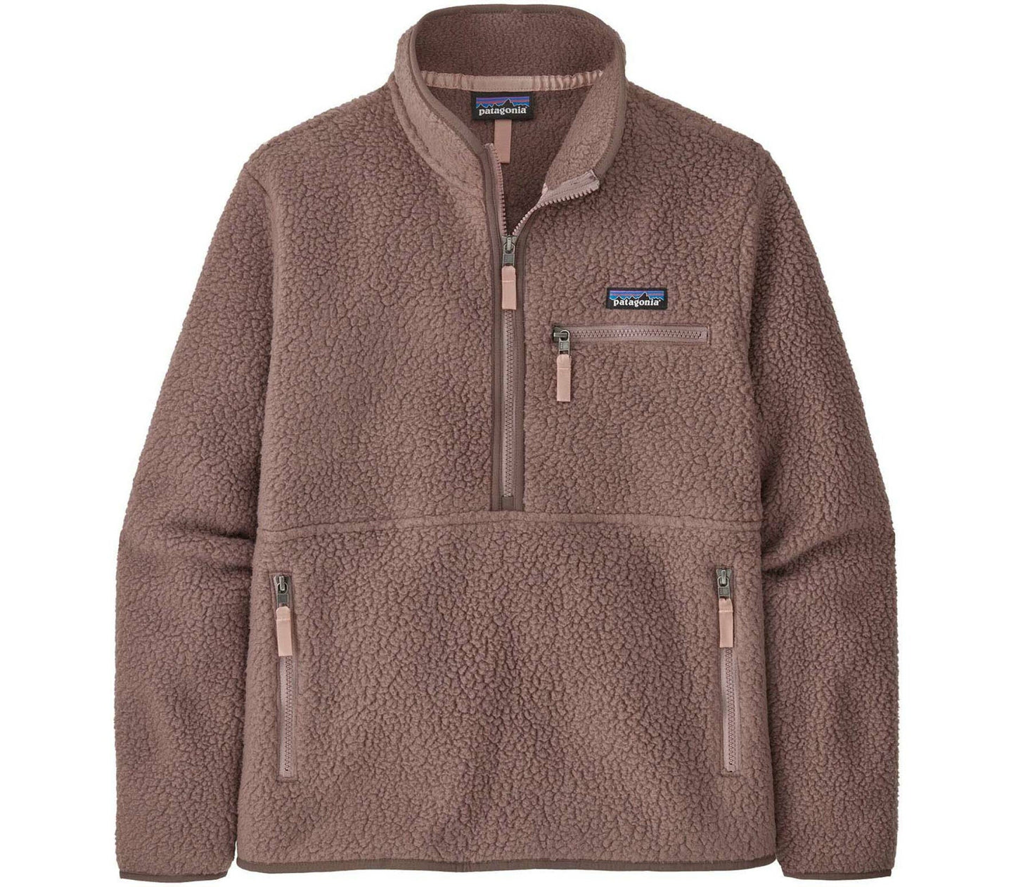 Polaire col zippé en recyclé | marron "retro pile marsupial dusky brown"