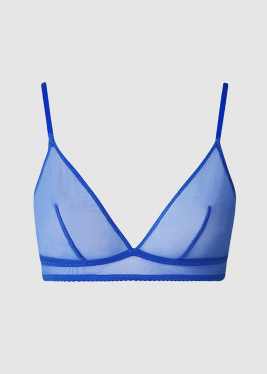 Soutien-gorge en polyamide recyclé | bleu "mesh triangle bralette - electric blue"