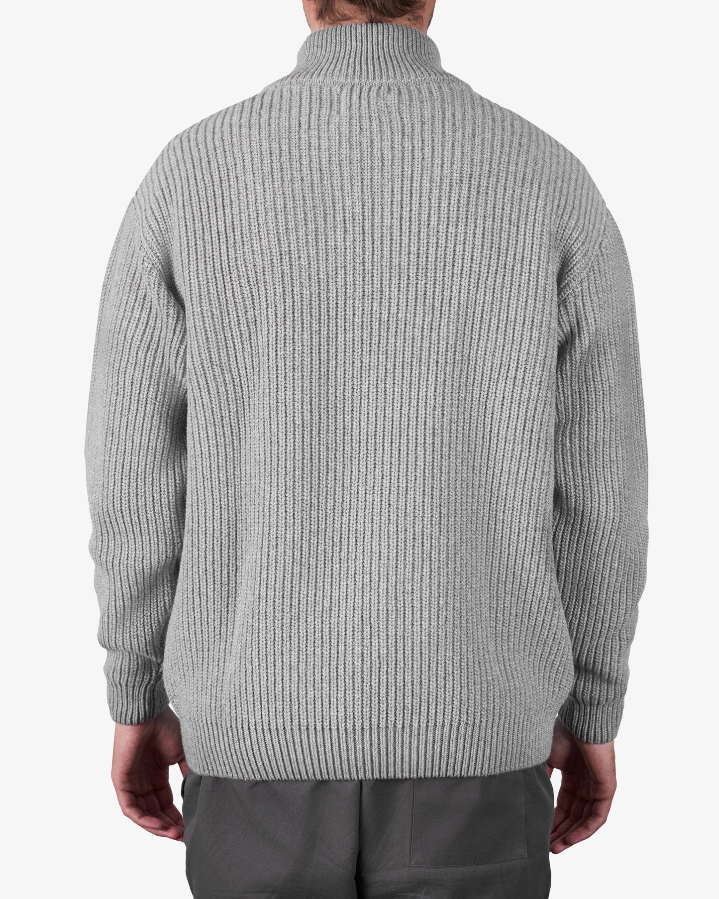 Pull col zippé en laine mérinos recyclée | marine "merino quarter zip - navy blue"