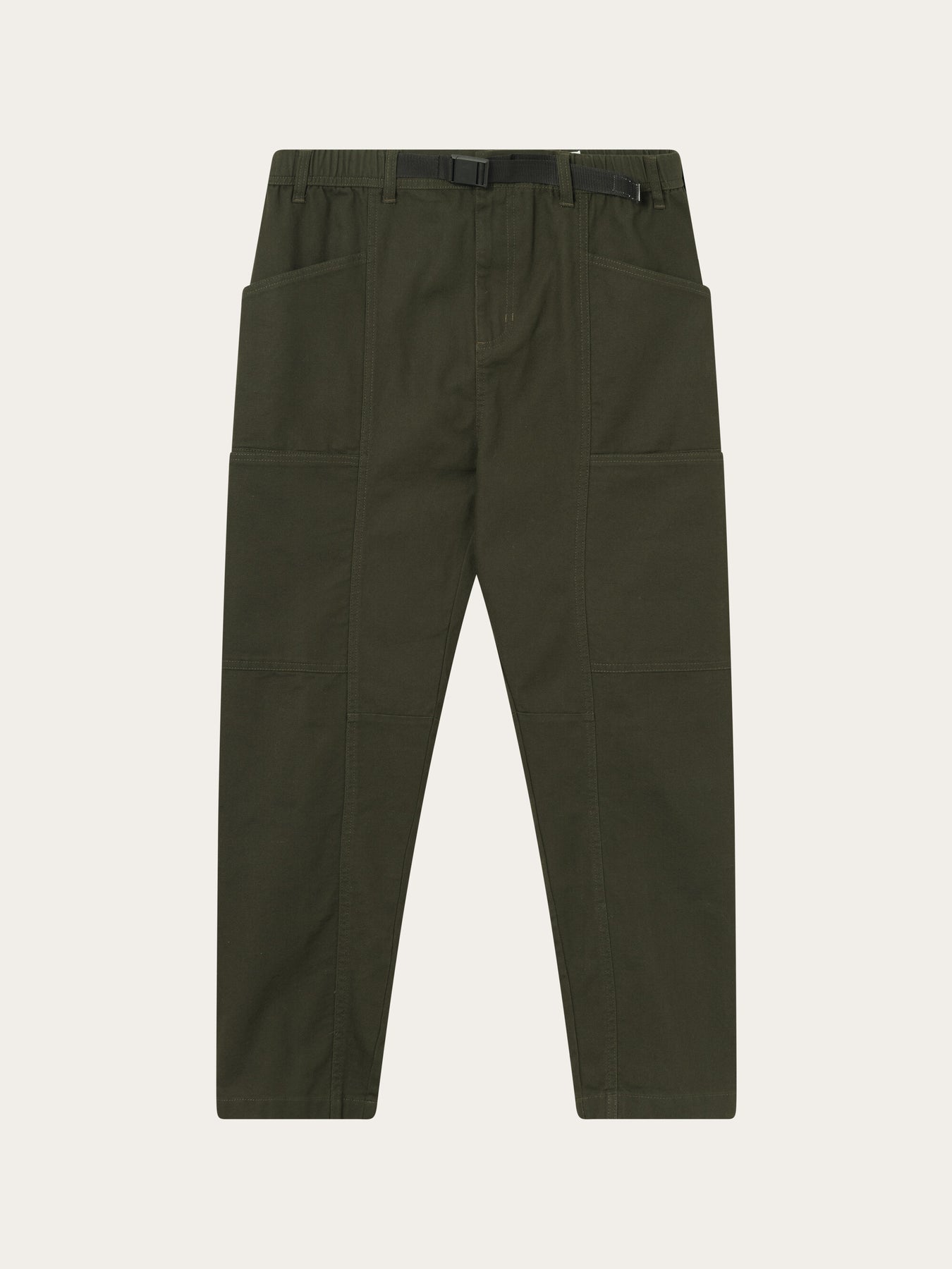 Pantalon cargo en coton bio | Vert forêt "elm carrot canvas belt pants forrest night"