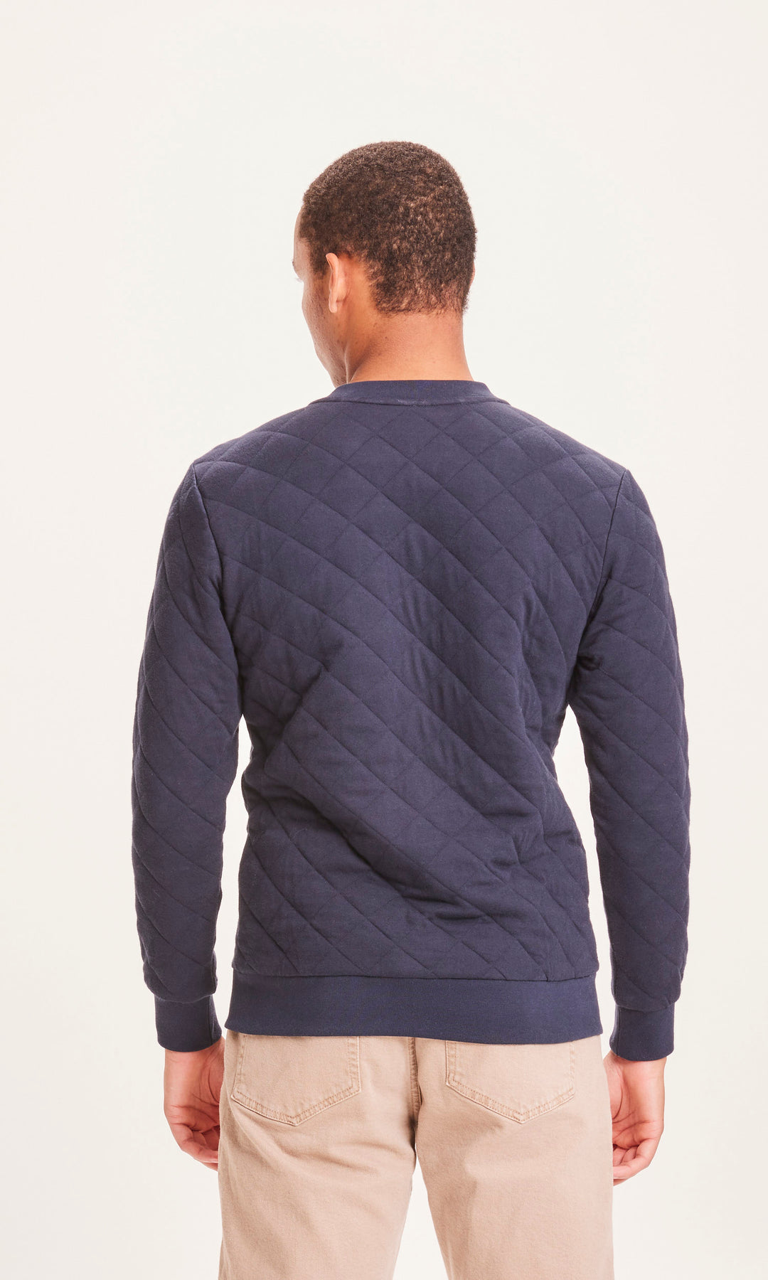 Veste matelassée marine en coton bio et matière recyclée - quilted zip cardigan total eclipse