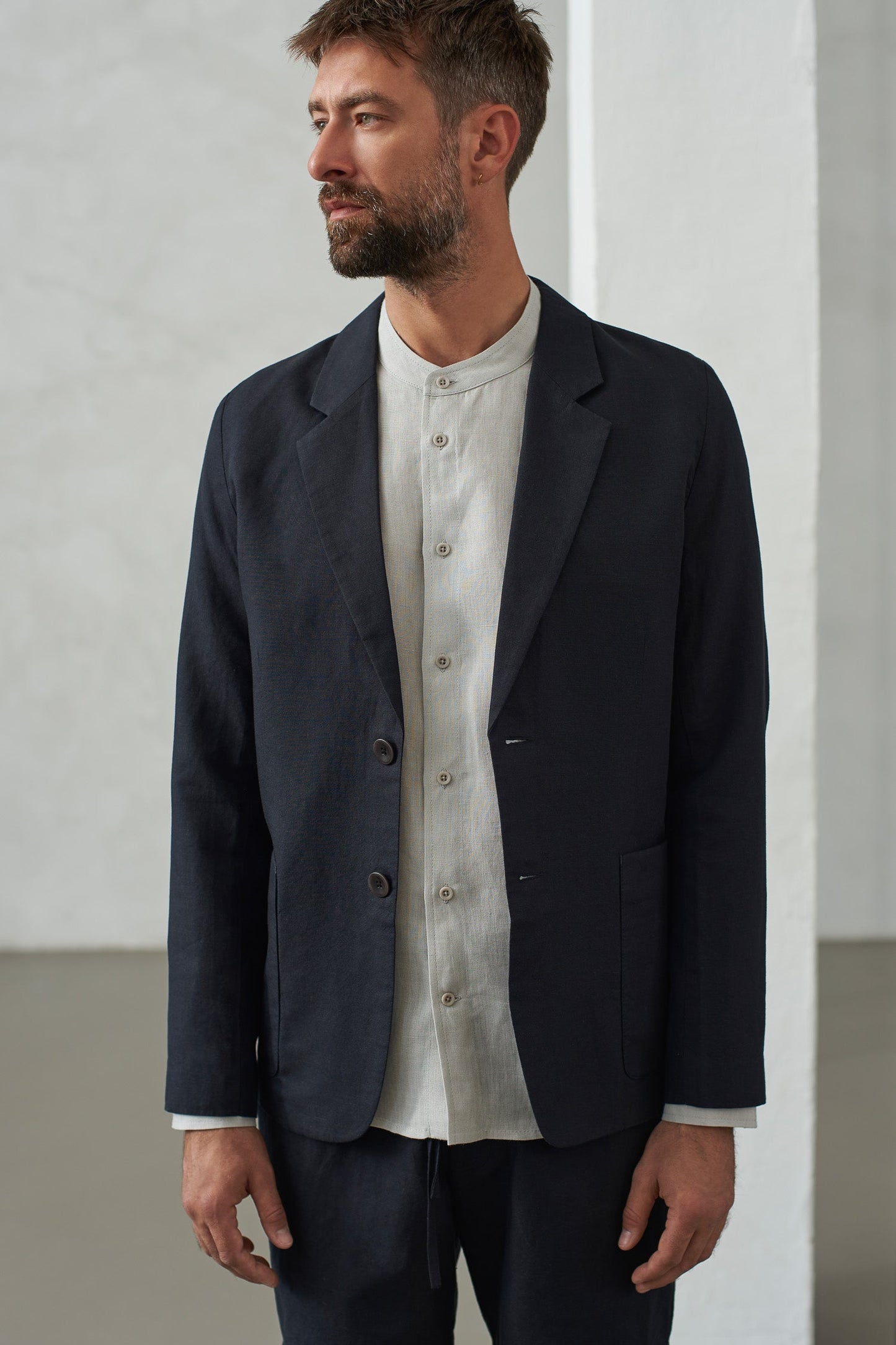 Blazer en coton bio et lin | Noir "enver black linen"