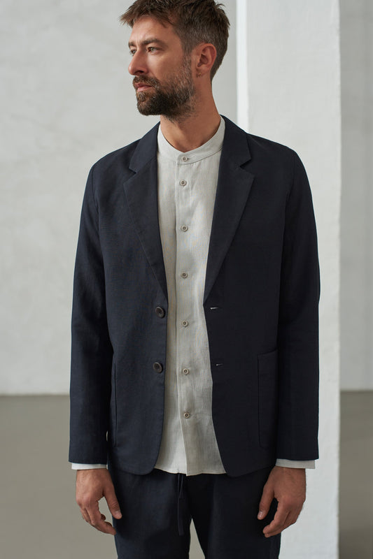 Blazer en coton bio et lin | Noir "enver black linen"
