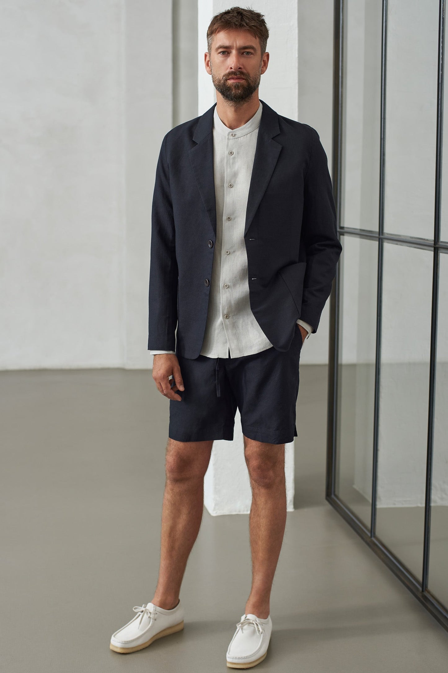 Blazer en coton bio et lin | Noir "enver black linen"