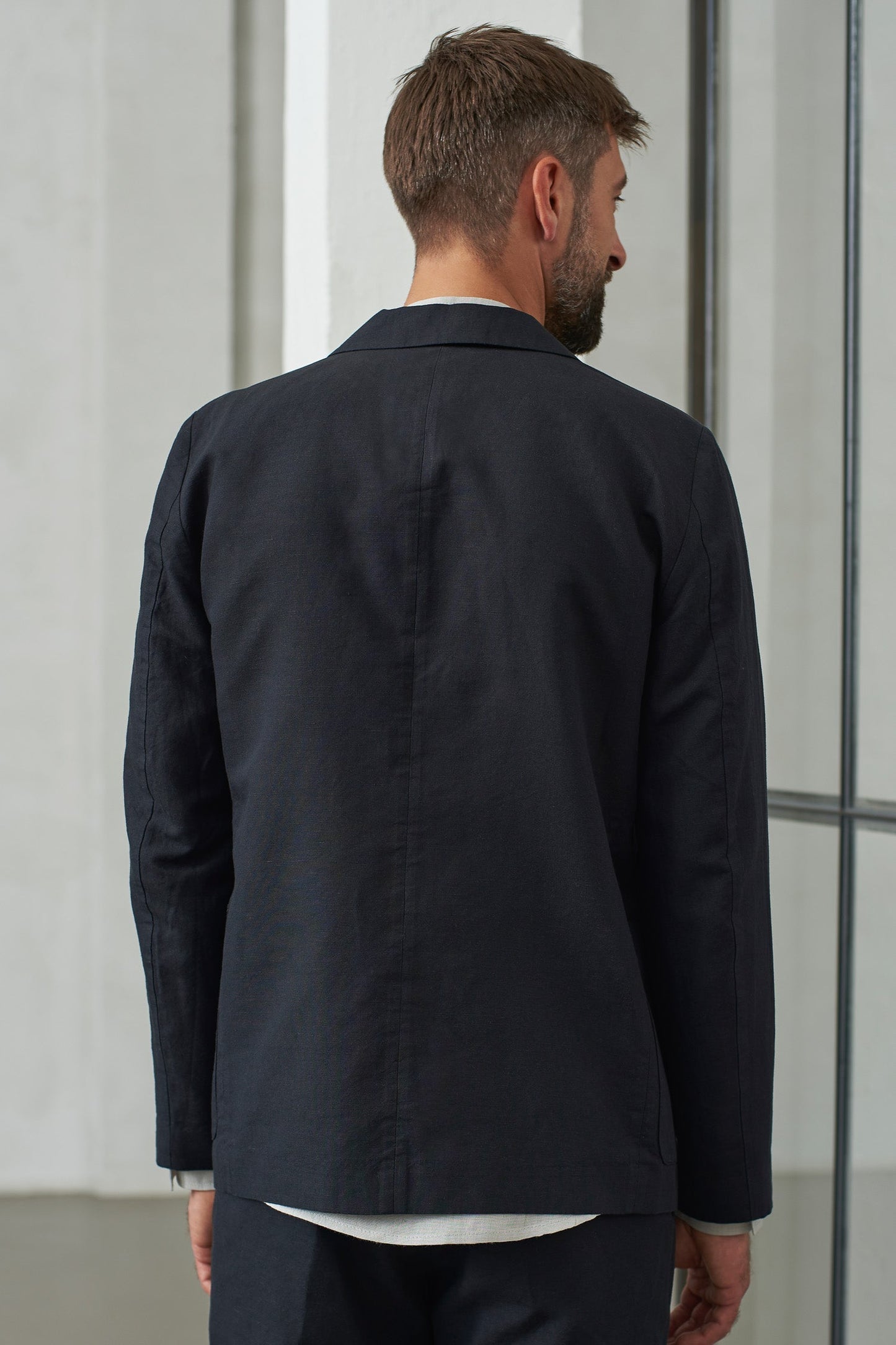 Blazer en coton bio et lin | Noir "enver black linen"
