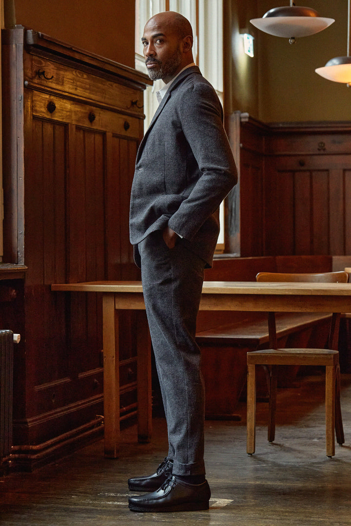 Blazer flanelle en coton bio | noir "enver blazer eco coal flannel"