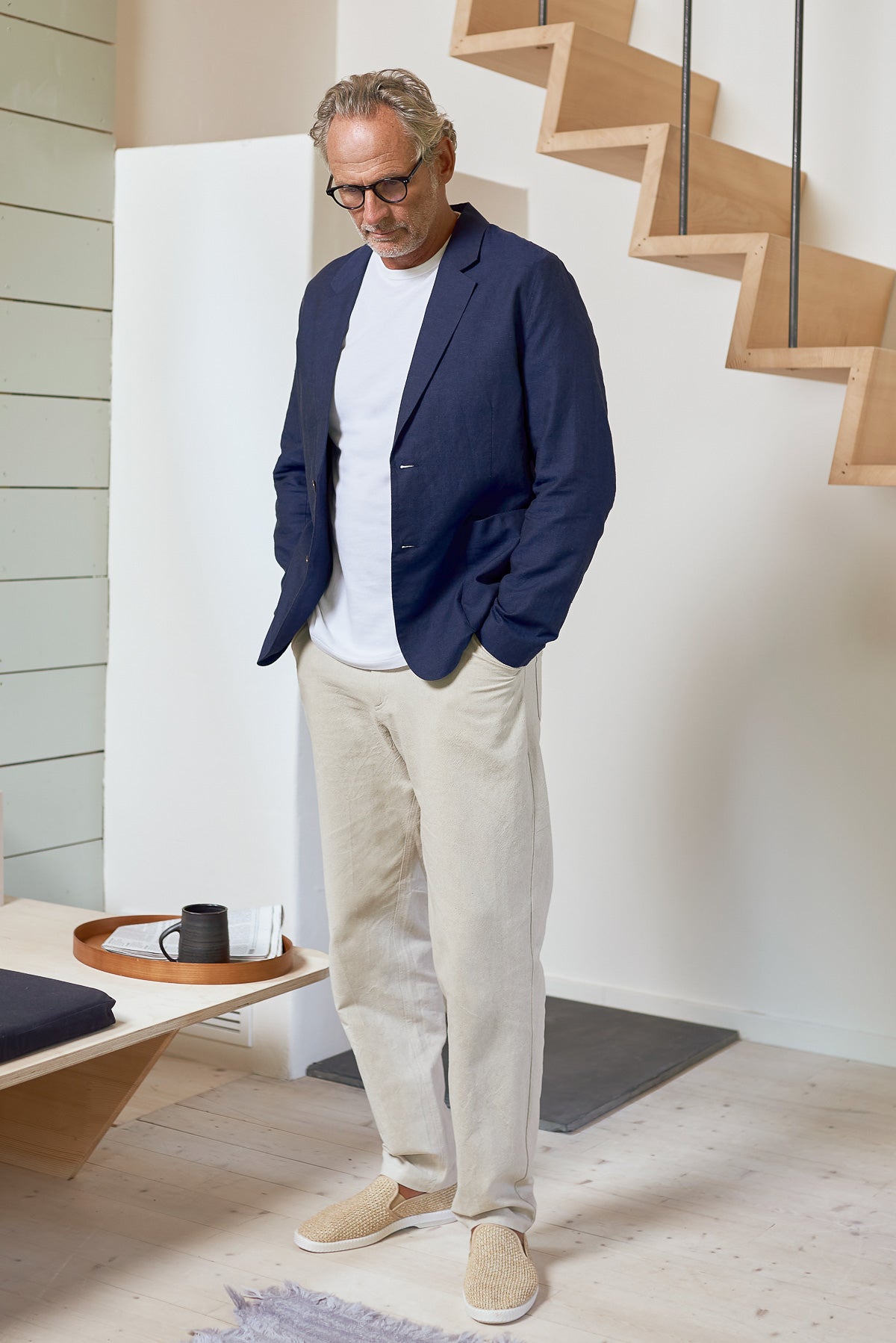 Blazer en coton bio et lin | navy "enver navy"