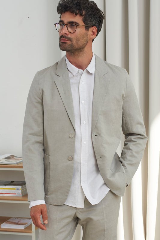 Blazer en coton bio et lin | Lin naturel "enver reed linen"