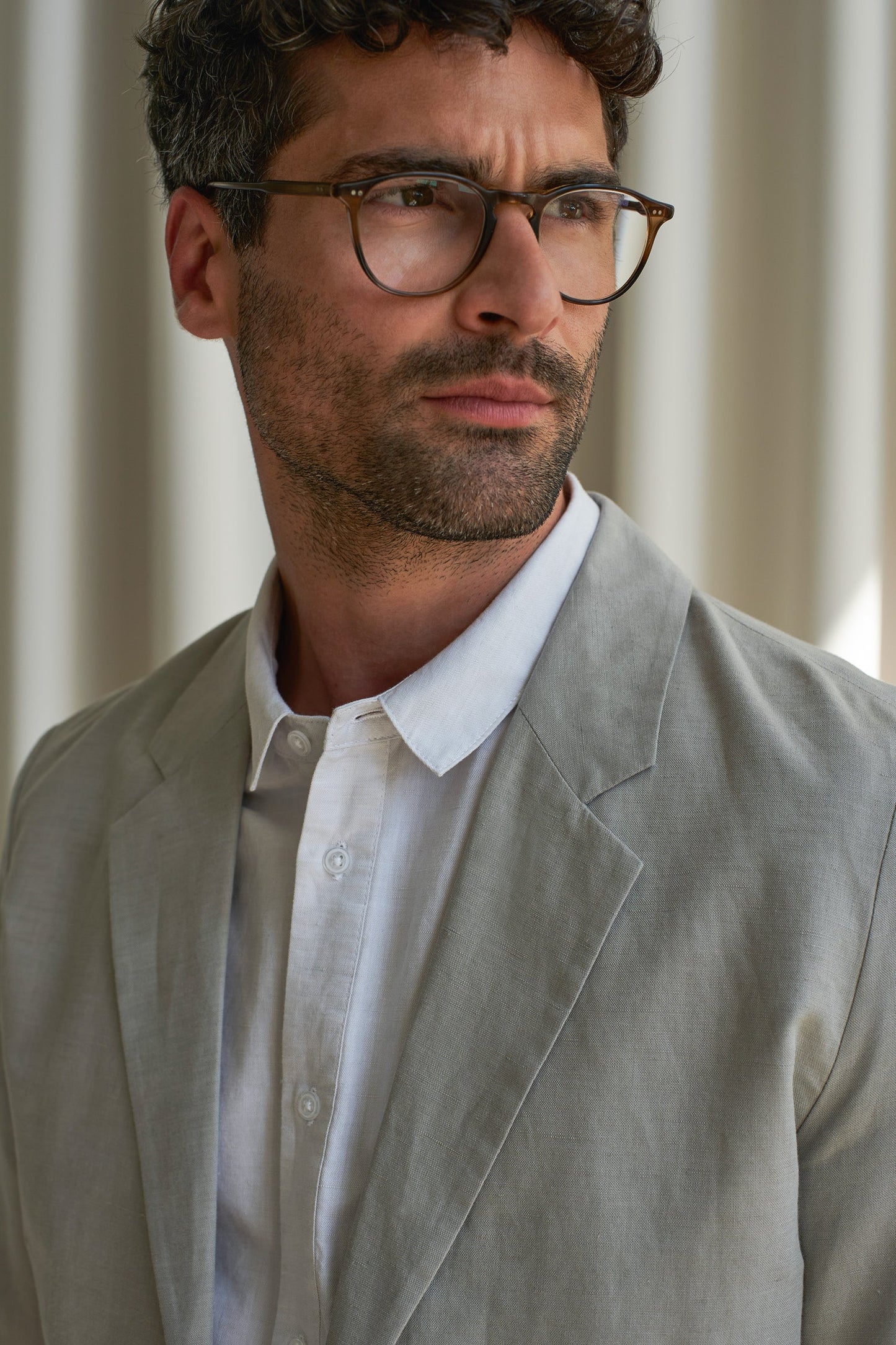 Blazer en coton bio et lin | Lin naturel "enver reed linen"
