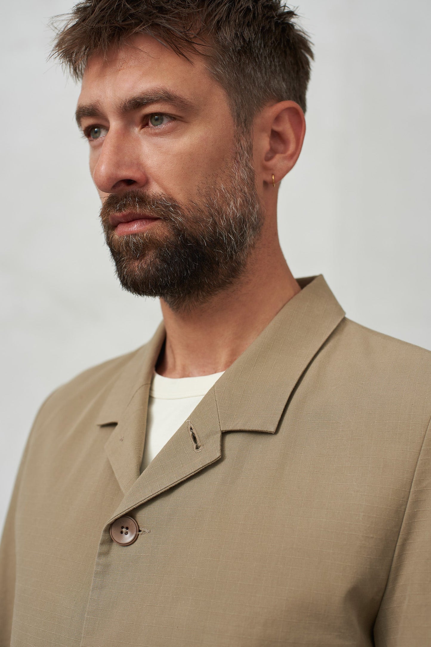 Blazer boutonné en coton bio | beige "enzo eco ripstop pale khaki"