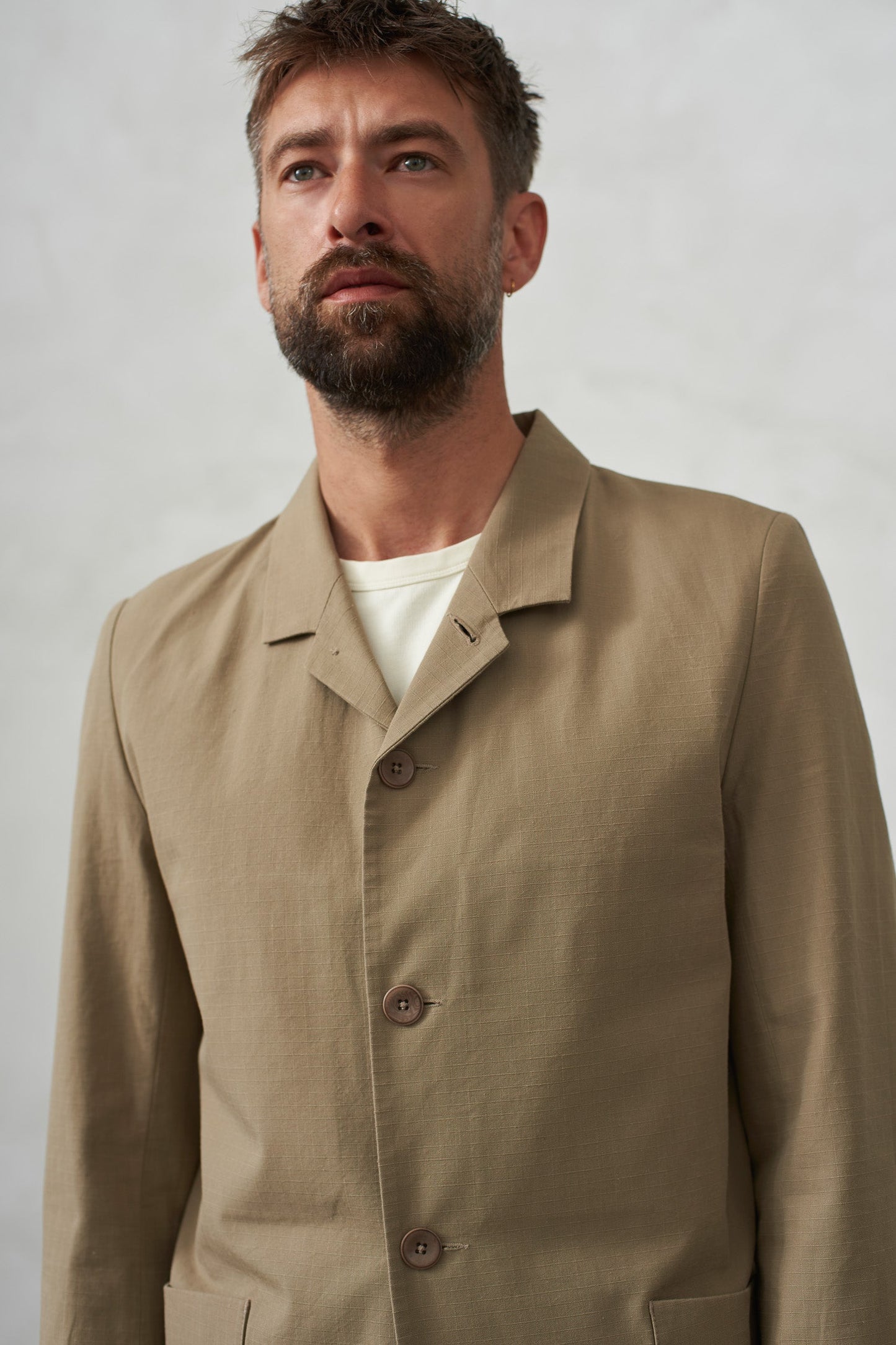 Blazer boutonné en coton bio | beige "enzo eco ripstop pale khaki"