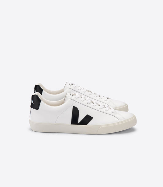 Baskets en cuir certifié | blanc et noir "esplar leather extra white black"