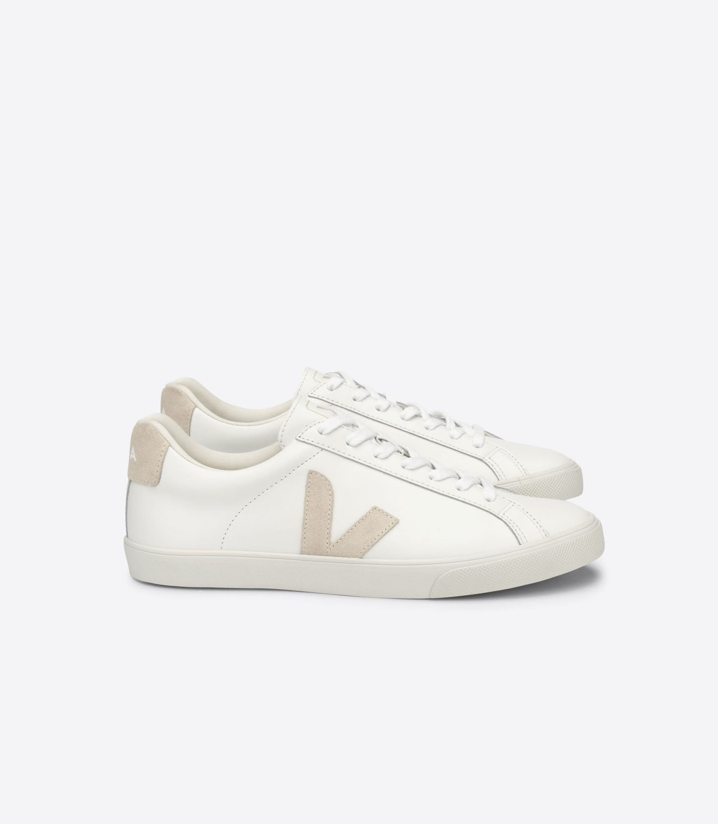 Baskets en cuir et suède certifié | blanc et beige "esplar logo leather extra white sable"