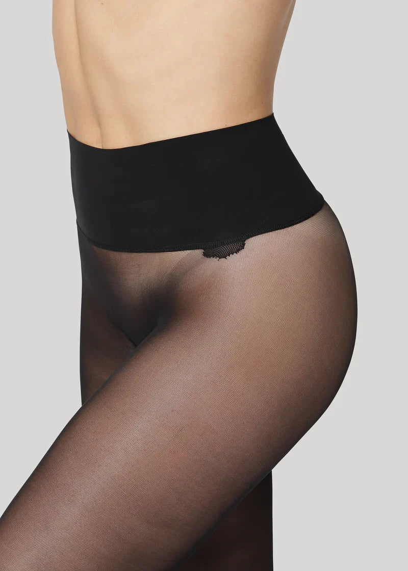 Collants 30 deniers sans couture en matière recyclée | noir "erika black"