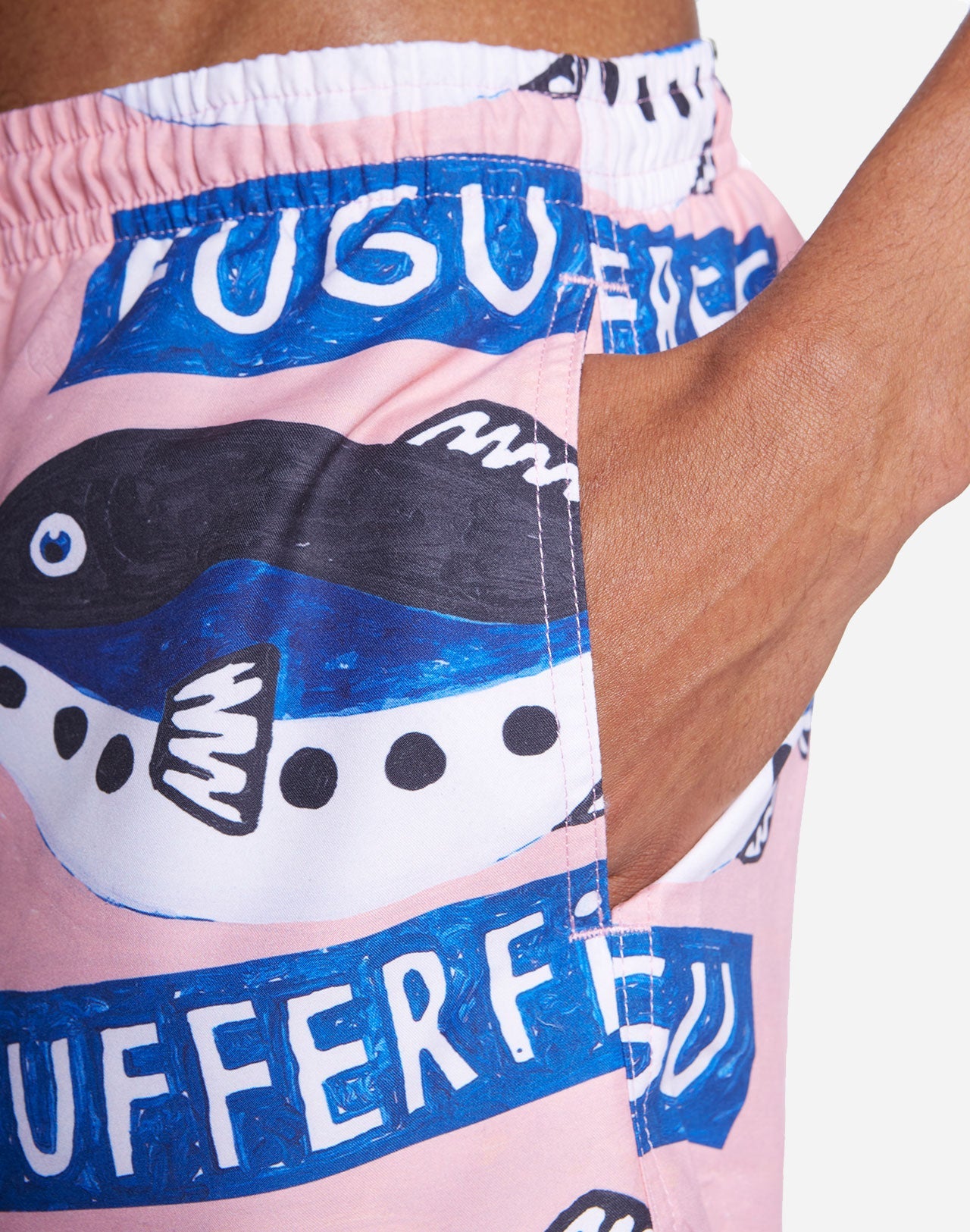 Short de bain en matières recyclées | rose "eugo pattern"