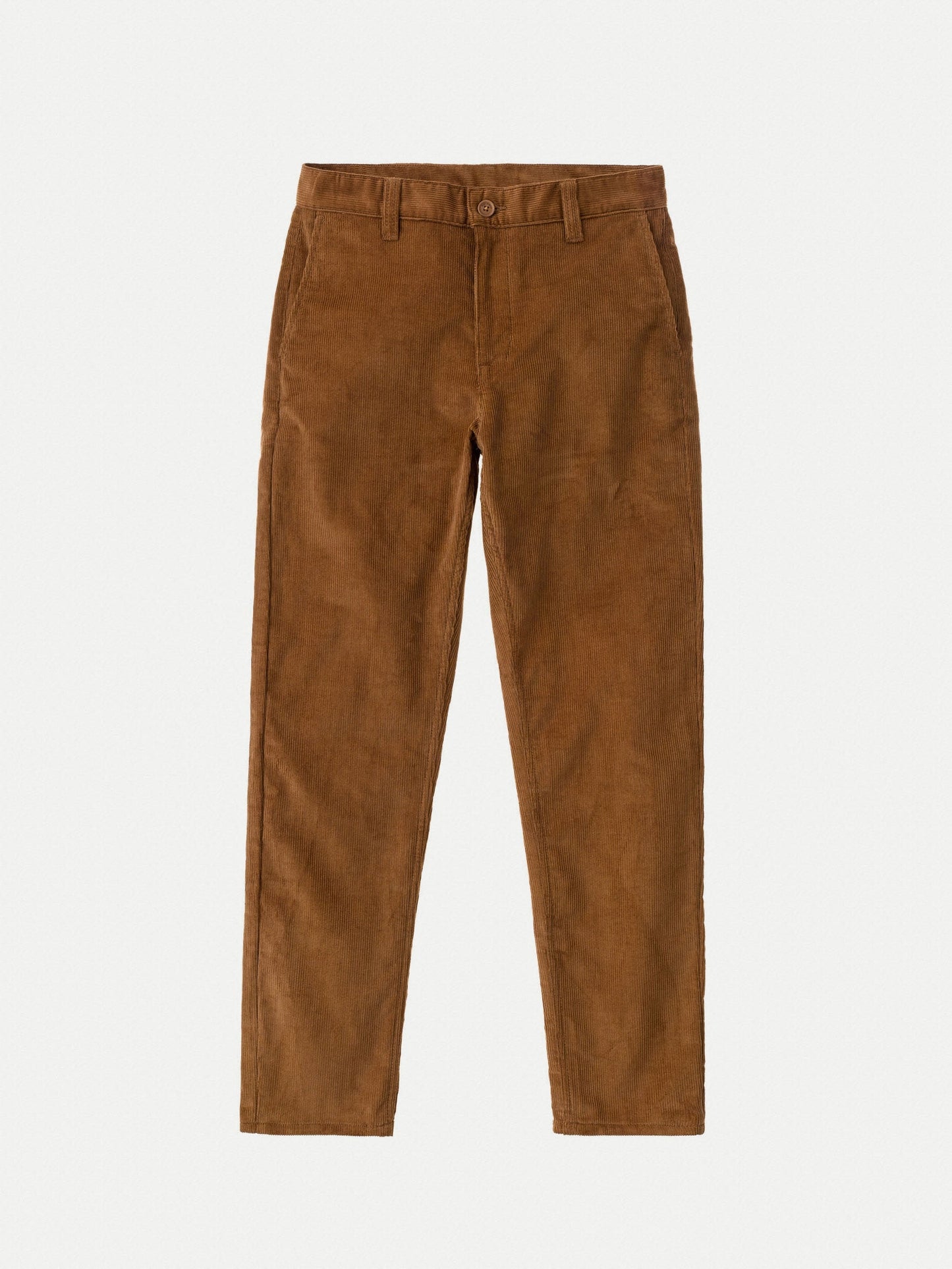 Pantalon fuselé marron en velours côtelé de coton bio - easy alvin oak corduroy