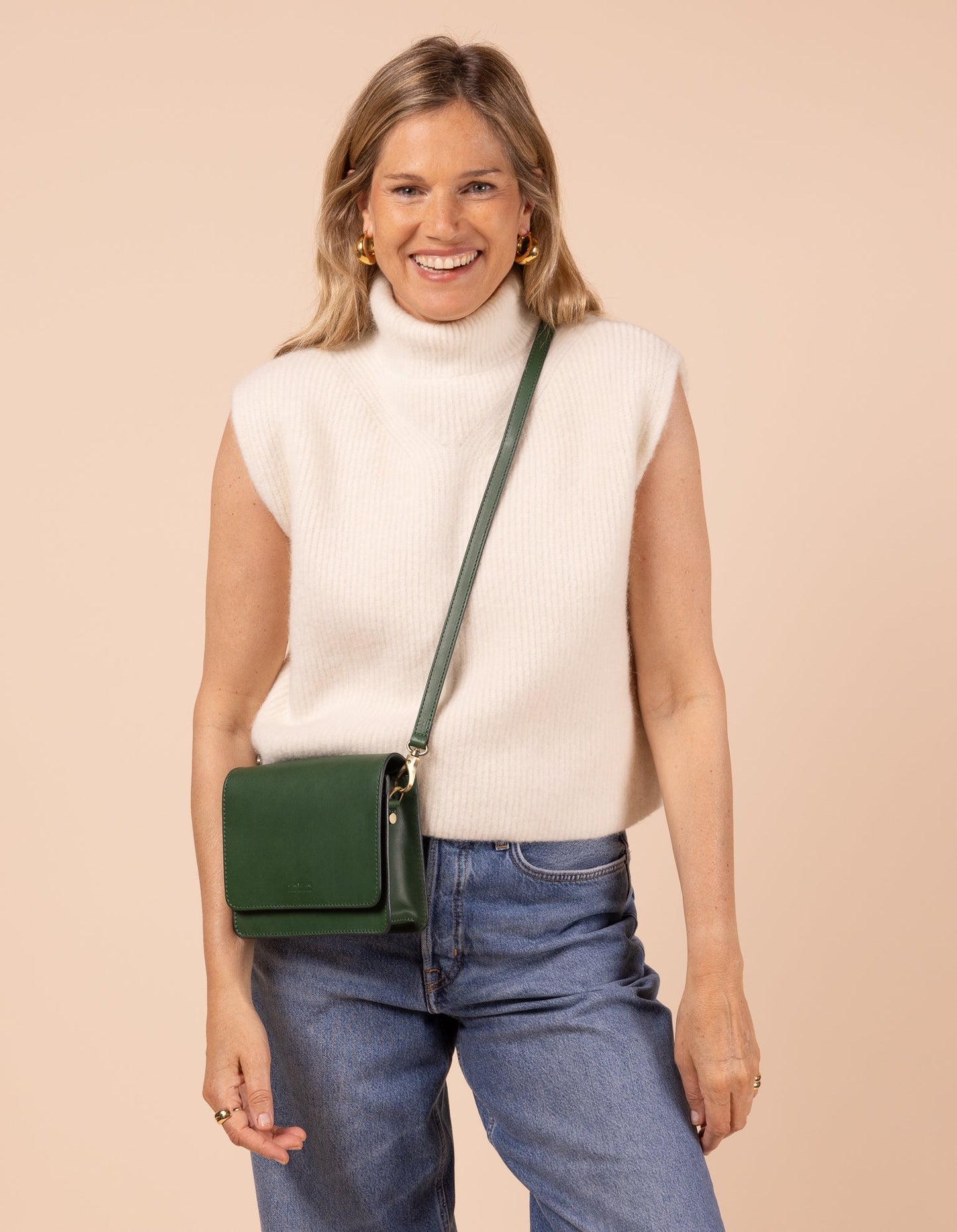 Sac à main | vert "audrey mini - pine green classic leather"