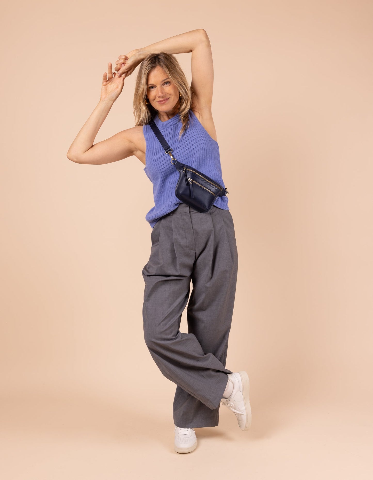 Sac à main en cuir | bleu "beck's bum bag - midnight blue classic leather"