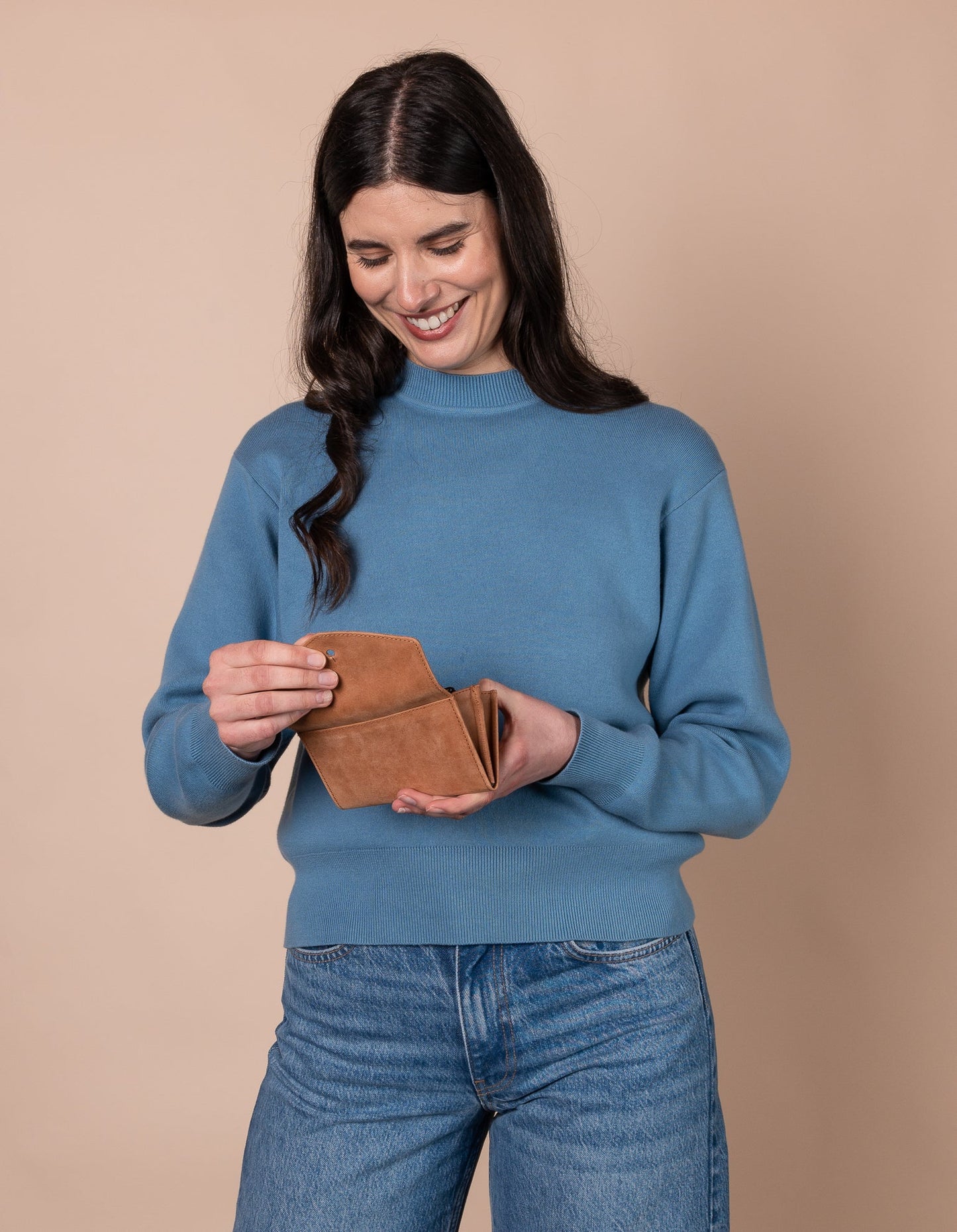 Portefeuille en cuir certifié | marron "jo's purse camel hunter leather"