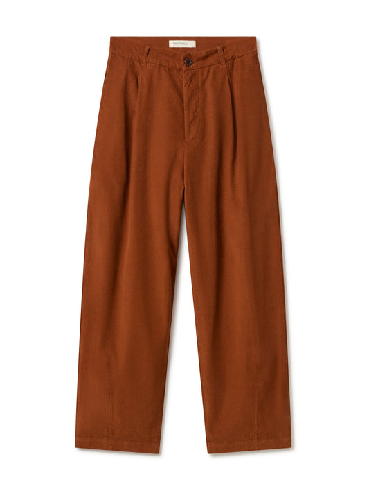 Pantalon droit velours en coton bio | marron "elafonisi microcorduroy trousers toffee"