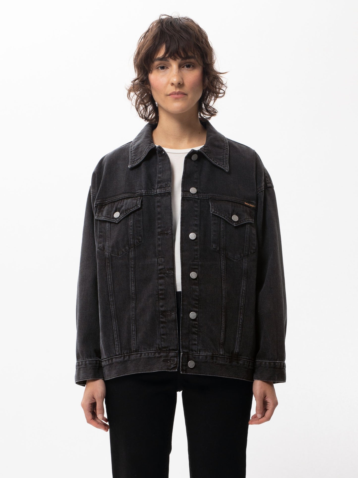 Veste jean en coton biologique | noir "Elin Black Trace"