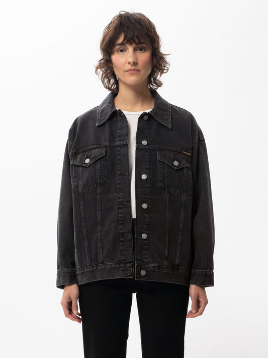 Veste jean en coton biologique | noir "Elin Black Trace"