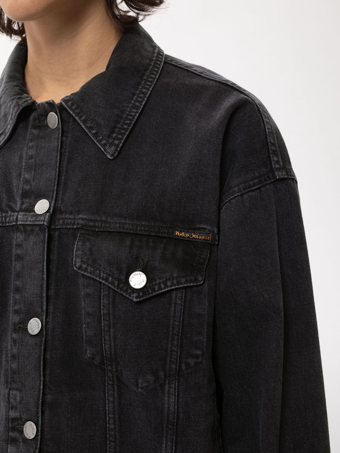 Veste jean en coton biologique | noir "Elin Black Trace"