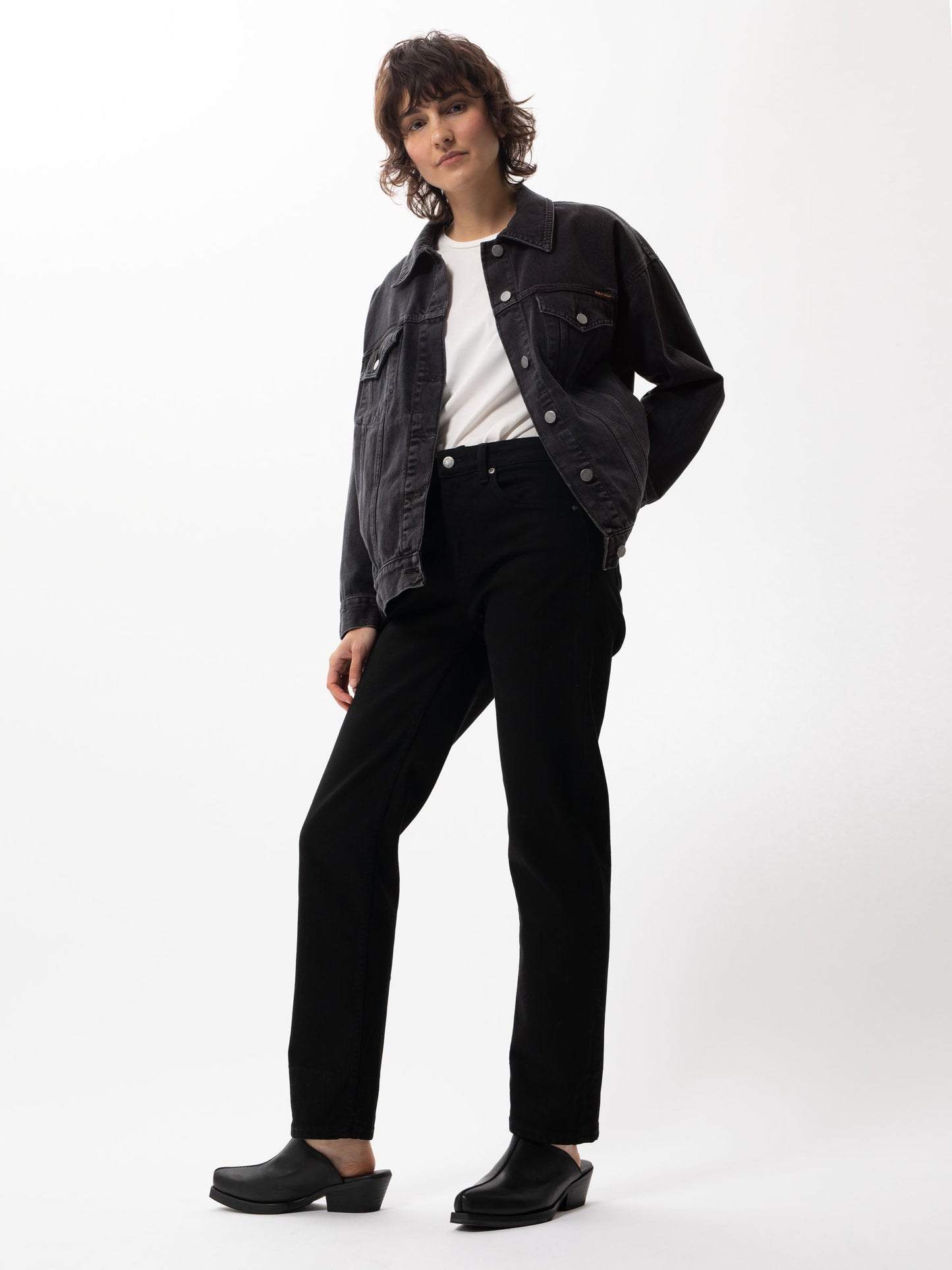 Veste jean en coton biologique | noir "Elin Black Trace"