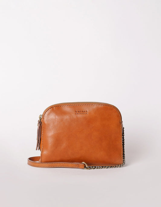 Sac à main bandoulière en cuir certifié | Marron "emily cognac stromboli leather"