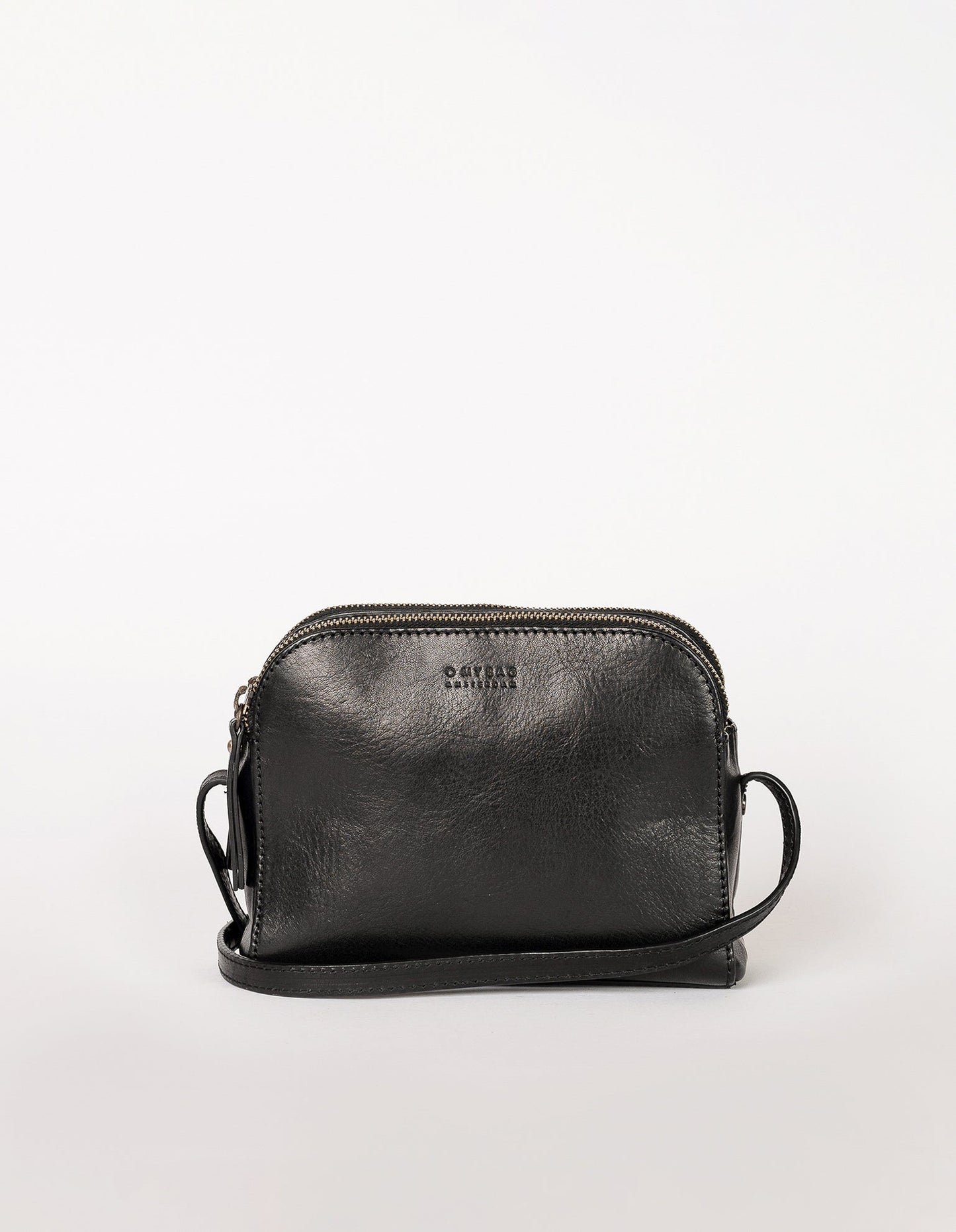Sac à main bandoulière en cuir certifié | Noir "emily leather strap black stromboli leather"