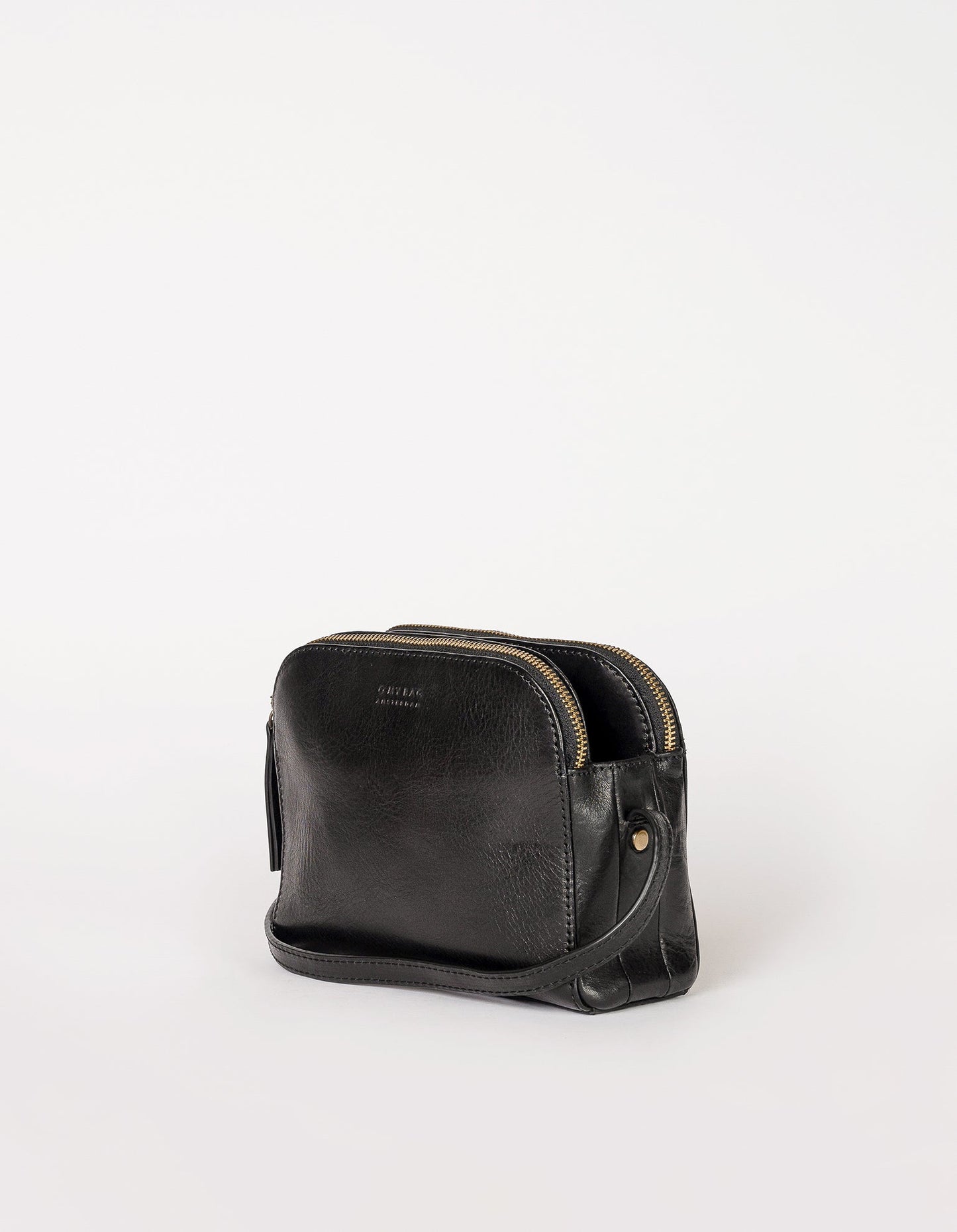 Sac à main bandoulière en cuir certifié | Noir "emily leather strap black stromboli leather"