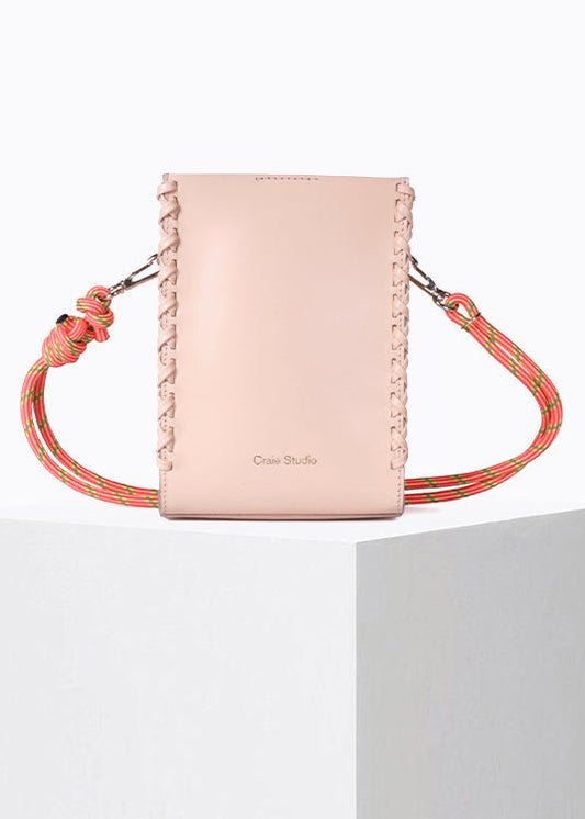 Sac à bandoulière en cuir certifié | rose "essence stitch - peche"