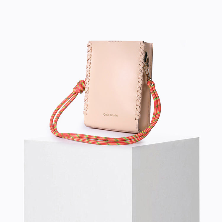 Sac à bandoulière en cuir certifié | rose "essence stitch - peche"