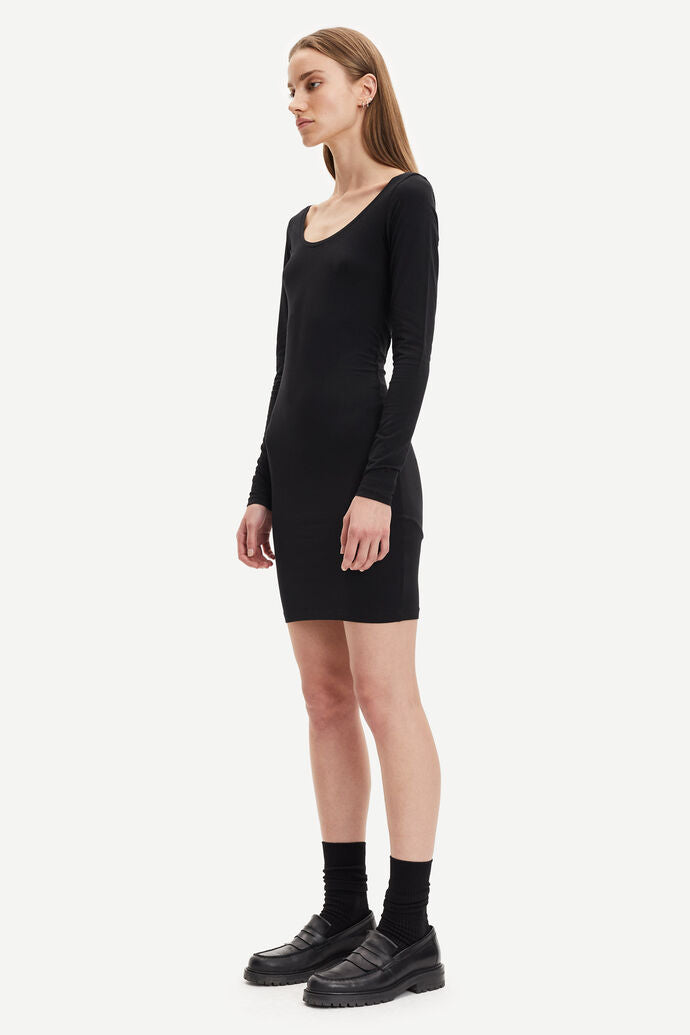 Robe moulante en coton bio et tencel | noir "sik long solid 265 - black"