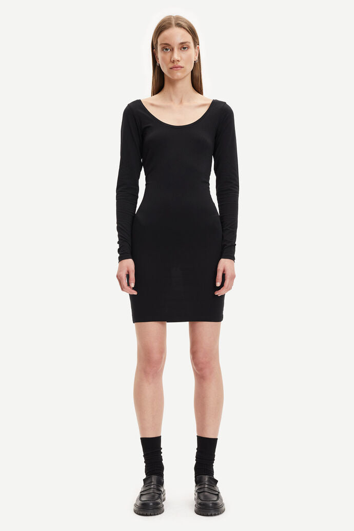 Robe moulante en coton bio et tencel | noir "sik long solid 265 - black"