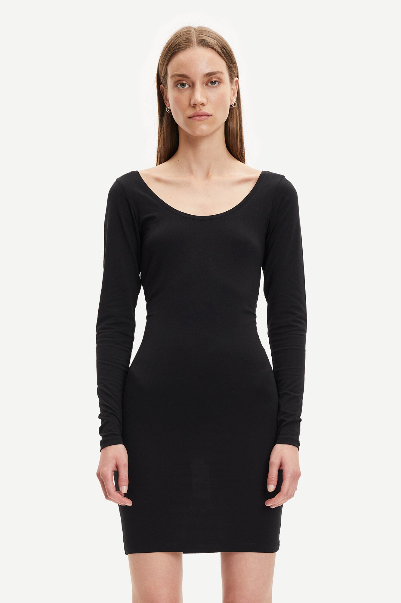 Robe moulante en coton bio et tencel | noir "sik long solid 265 - black"