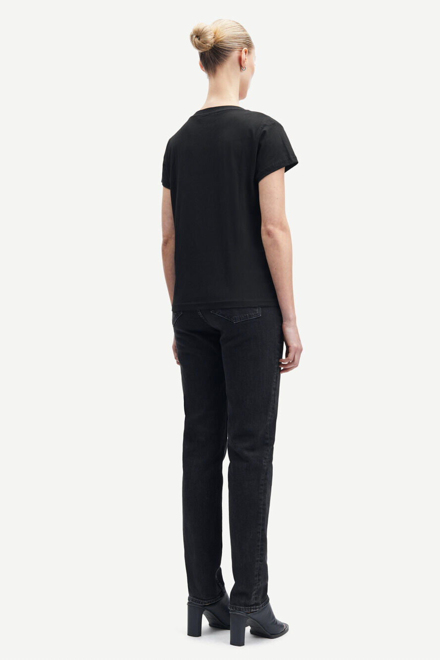 T-shirt manches courtes col v en coton bio | noir "solly v-n t-shirt black"