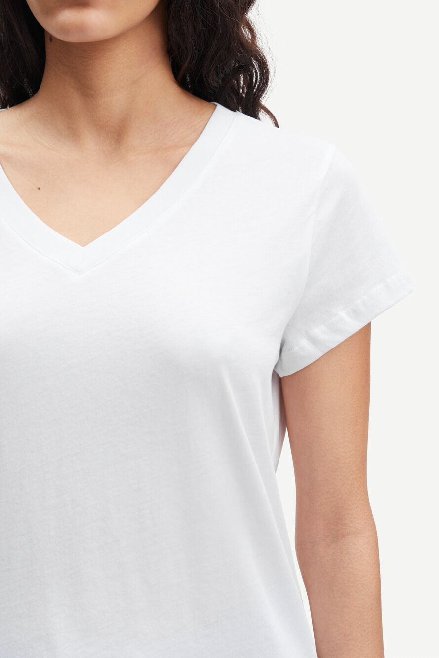 T-shirt manches courtes col v en coton bio | blanc "solly v-n t-shirt white"