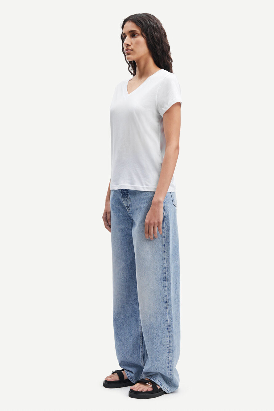T-shirt manches courtes col v en coton bio | blanc "solly v-n t-shirt white"