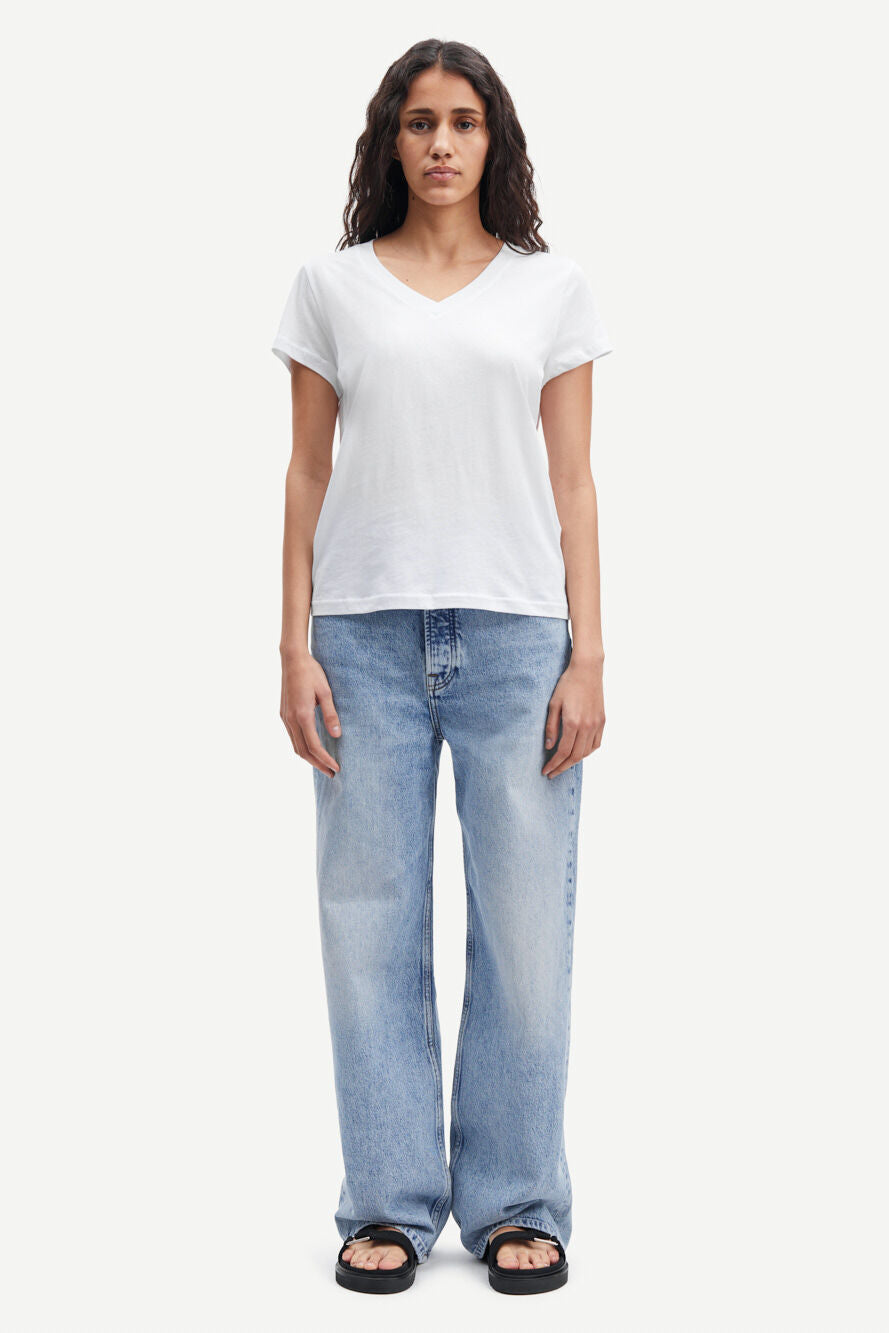 T-shirt manches courtes col v en coton bio | blanc "solly v-n t-shirt white"