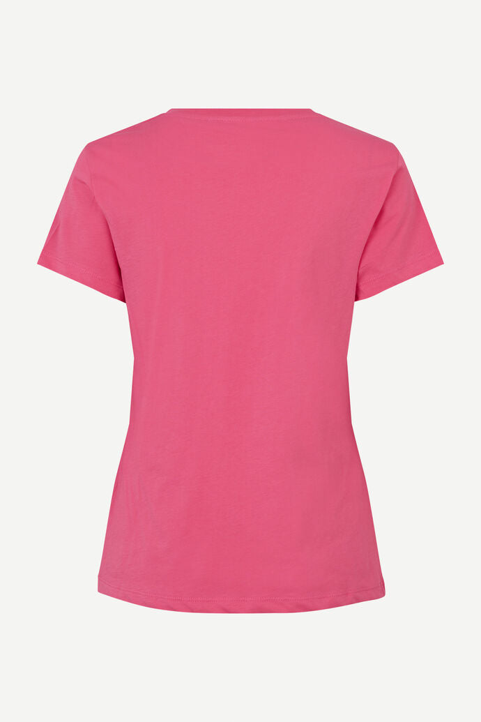 T-shirt rose bonbon en coton bio - solly tee solid 205 - honeysuckle