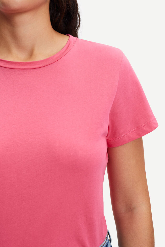T-shirt rose bonbon en coton bio - solly tee solid 205 - honeysuckle