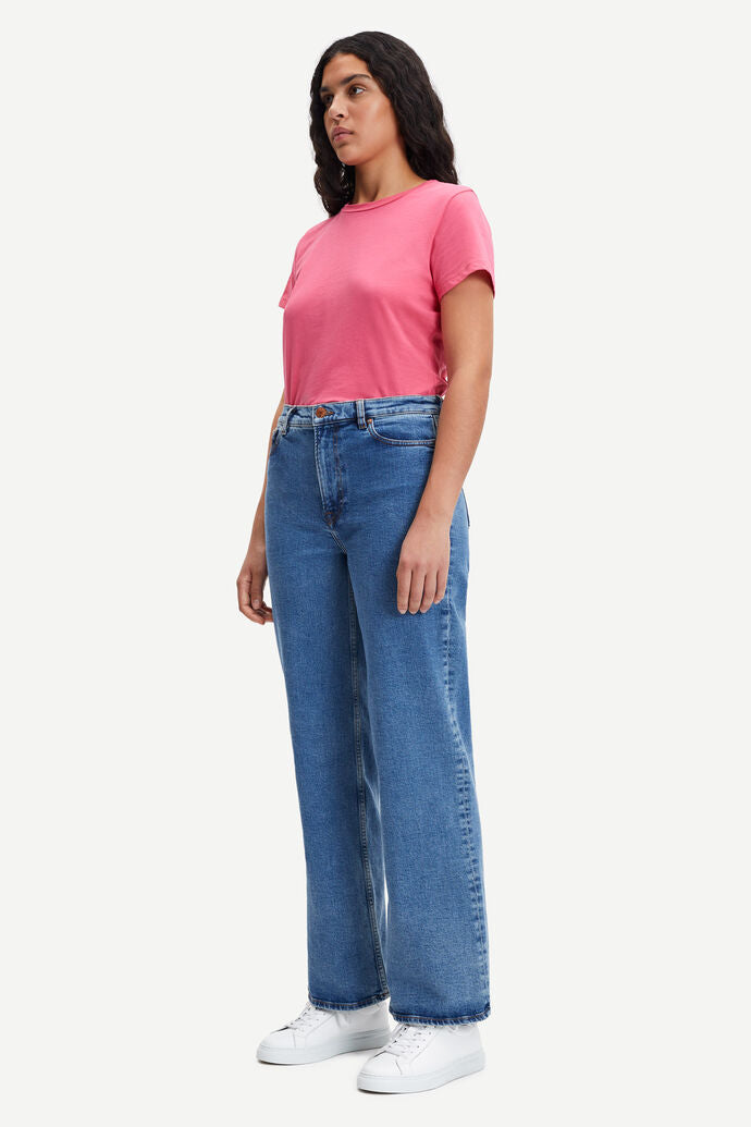T-shirt rose bonbon en coton bio - solly tee solid 205 - honeysuckle