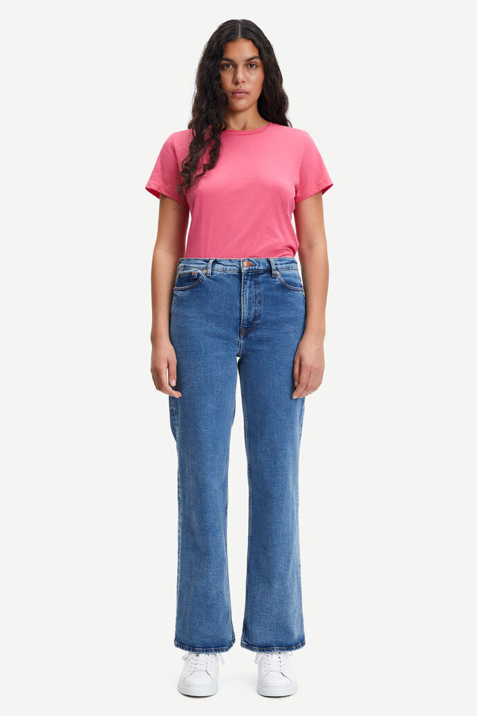 T-shirt rose bonbon en coton bio - solly tee solid 205 - honeysuckle